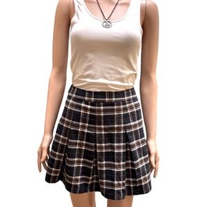 Hollister Plaid Ultra High-Rise Pleated Mini Skirt Blue Brown White Med
